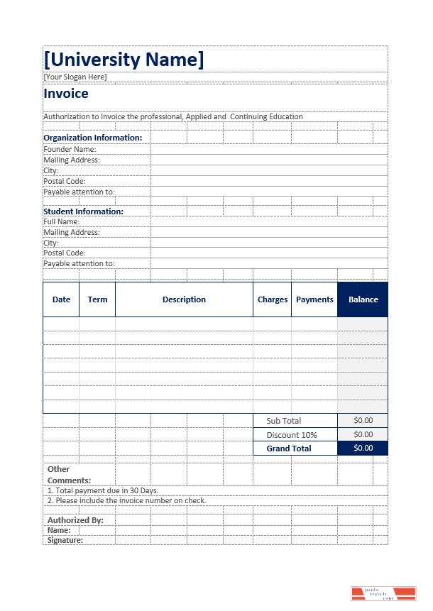 Simple Education Invoice Template PSD template